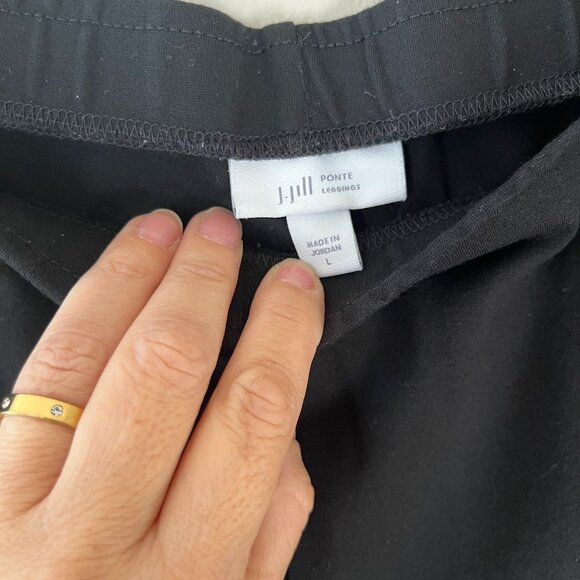 J.Jill Smoothing Sz L Ponte Black Leggings Elastic Waist Pull‎ On Stretch Ankle - Picture 3 of 10